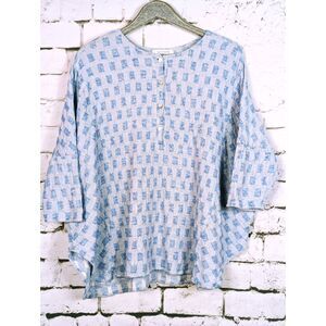 CUT LOOSE Linen Cotton Dolman Sleeve Popover Tunic Boho Lagenlook Hippie S/M